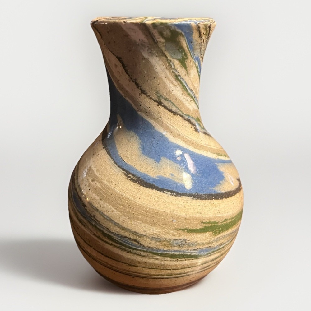 Vintage John M. Strange Wichita Studio‎ Art Pottery Marbled Agateware Vase